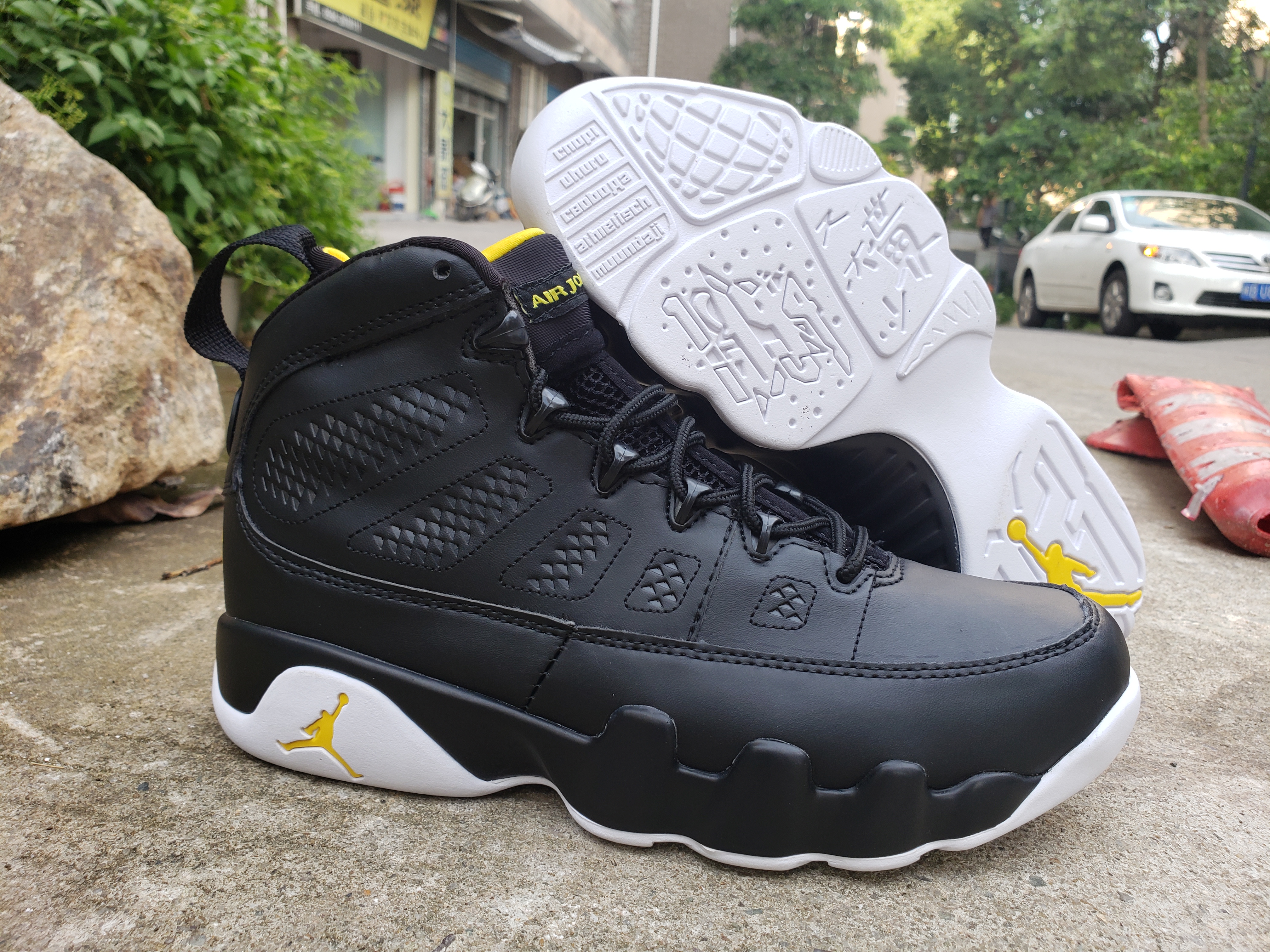 2019 Air Jordan 9 Retro Black White Yellow Shoes - Click Image to Close